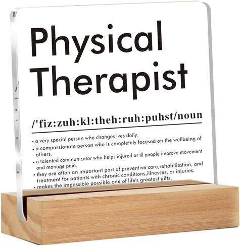 Physical Therapist Gifts for Women Men, Presents for Physical Therapist, Physical Therapist Definition Clear Acrylic Desk Decorative Sign for Home Office（4 x 4 Inches） in Saudi Arabia