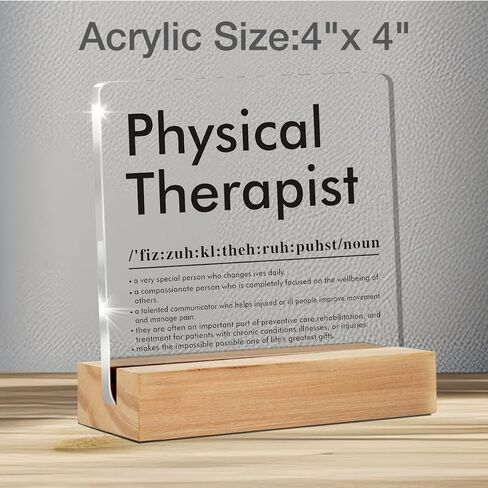 Physical Therapist Gifts for Women Men, Presents for Physical Therapist, Physical Therapist Definition Clear Acrylic Desk Decorative Sign for Home Office（4 x 4 Inches） in Saudi Arabia