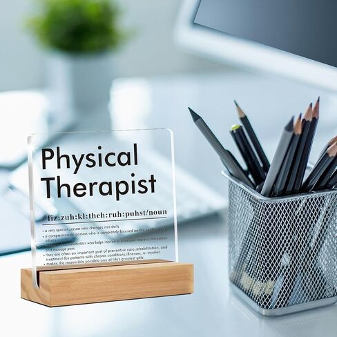 Physical Therapist Gifts for Women Men, Presents for Physical Therapist, Physical Therapist Definition Clear Acrylic Desk Decorative Sign for Home Office（4 x 4 Inches） in Saudi Arabia