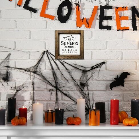 Funny Halloween Decorations, Gothic Wood Sign for Bathroom Decor, Nightmare before Christmas Prints with Wood Frame for Table Wall Decor, Halloween Tiered Tray Decor, Halloween Party Decor Supplies, 7x7 inch in Saudi Arabia