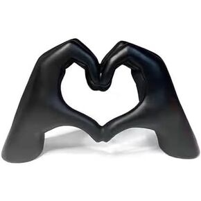 FANTESTICRYAN Small Heart Hands Statues Gold Hand Love Sculpture Decorative,Home Decor Ornaments for Living Room, Wedding,Bedroom, Office Desktop, Cabinets, Bookshelf (Black)