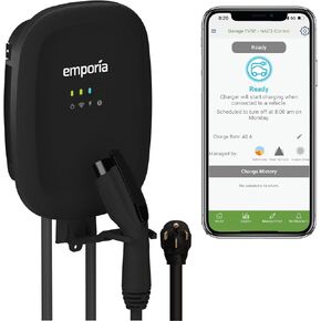EMPORIA EV Charger Level 2 with CCS/J1772, 48 amp Indoor/Outdoor Electric Car Charger, NEMA 14-50 EV Charger Plug or Hardwired, UL/Energy Star WiFi Enabled EVSE Level 2 Charger, 24ft Cable - 240v