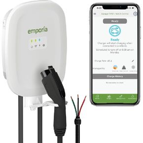 شاحن EMPORIA EV المستوى 2 مع CCS/J1772، شاحن سيارة كهربائي داخلي/خارجي 48 أمبير، قابس شاحن NEMA 14-50 EV أو سلك صلب، شاحن EVSE المستوى 2 مزود بتقنية UL/Energy Star WiFi، كابل 24 قدمًا - 240 فولت
