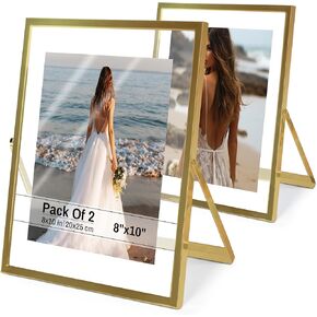 Gold Floating Frame 8x10 Gold Picture Frame (2 Set) Floating Picture Frame - Wedding, Decor, Display Memories - Fit 5x7, 6x8, 7x9, 8x10