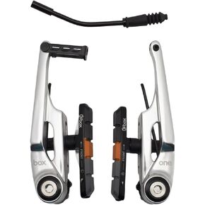Box One 85 Millimeters Oversized V Brake with Sealed Bearing Pivots, Flexible Cable Noodle, Cold Forged Arms & 2 Millimeters Allen Key Tensions Bolt, Silver