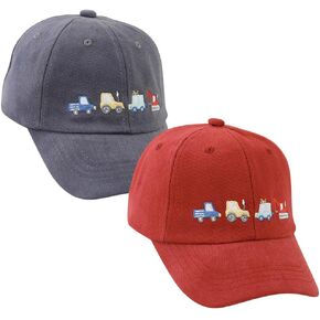 KABAKE 2 Pack Kids Baseball Caps Tractor Embroidery Cars & Transportation Hats Washed Cotton Adjustable Summer Trucker Hats