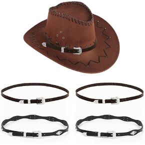 4 Pack Bling Rhinestone Cowboy Hat Bands, Adjustable Cowgirl Hat Belt, Cowboy Hatband Hat Jewelry for Women Men