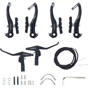 WEEROCK Bike Calip Brake Set, Front and Rear C Brake Set, Rim Brake Set with Aluminium Alloy Brake levers, Bike Cables for Kids Bike, Child Bike, Student Bicycle, BMX，Beach Bike, Commuter Bike