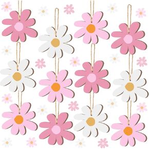 Geetery 36 Pcs Daisy Groovy Boho Party Hanging Ornaments Wooden Daisy Flower Cutout Retro Hippie Party Supplies Decorations Daisy Cutouts for One Two Groovy Birthday Party Favor(Assorted Color)