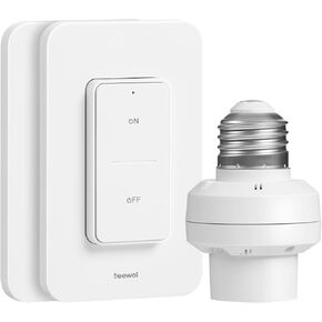 Remote Control Light Socket, 200FT Range Wireless Light Switch, Remote Light Socket for Pull Chain Light Fixture, E26 E27 Bulb Base, No Wiring Needed (2 Wall Mounted Switches and 1 Socket)