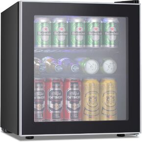 Antarctic Star Mini Fridge Cooler - 60 Can Beverage Refrigerator Glass Door for Beer Soda or Wine –Small Drink Dispenser Machine Removable for Home, Office or Bar, 1.6cu.ft.…