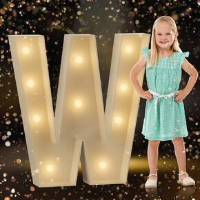 Marquee Light Up Letters,Large Mosaic Balloon Frame Letters 2.85FT Tall Pre-cut Foam Board Marquee Light Up Letters DIY Kit for for Birthday Party Wedding Backdrop Decor (Letter U)