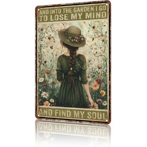 Mushroom Tin Sign Gardening Metal Signs Garden Decorative Funny Garden Gifts for Indoor Outdoor Farmhouse Yard Home Wall Decoration 12 * 8in