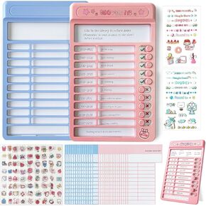 2 Pcs Dry Erase Chore Chart for Kids Teens with 30 Detachable Cardstock, Checklist Board Reusable to Do List Board My Chores Slider Chart for Daily/Morning/Bedtime Routine Planning