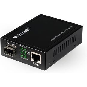 MokerLink Gigabit SFP to RJ45 Converter, A Pair 2 Pack Single-Mode Fiber to Ethernet Media Converter, 10/100/1000Mbps RJ45 Port, 1000Base-LX SFP Module 1310nm up to 20KM