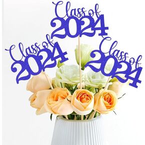 12 Pack Double Sided Gold Class of 2024 Graduation Party Centerpiece Sticks, Table Toppers for 2024 Graduation Party Decoration Party Supplies (Blue) in Saudi Arabia