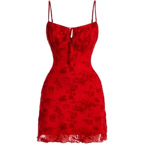 Milumia Women's Floral Print Ruched Cami Dress Spaghetti Strap Tie Front Bodycon Mini Dresses