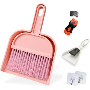 Handheld Mini Broom & Dustpan, Brush & Scraper Set for Pet Litter, Cage Cleaning, Desk and Tight Corners - Bird, Rabbit, Reptile, Small Animal Cage Cleaner