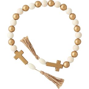 Mud Pie Gold and Wood Decorative Beads, Heart, 56"