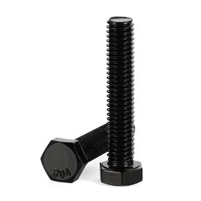 5/16-18 x 2-1/2" Hex Head Bolts, Fully Threaded, Stainless Steel 304(18-8) Bolt, Black Finish, Quantity 10