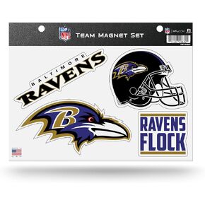 Rico Industries NFL Baltimore Ravens Alternate Team Magnet Set 8.5" x 11" - Home Décor - Regrigerator, Office, Kitchen