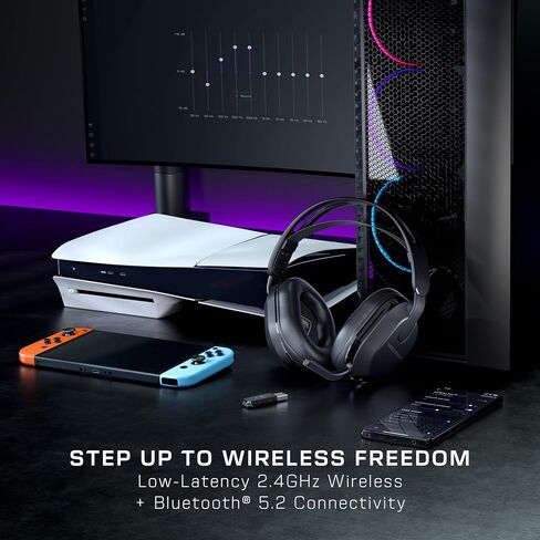 سماعة ألعاب تضخيم لاسلكية متعددة المنصات من ترتل بيتش ستيلث 600 لأجهزة بلاي ستيشن 5، وبلاي ستيشن 4، والكمبيوتر الشخصي، ونينتندو سويتش والهواتف المحمولة - بلوتوث، بطارية 80 ساعة، ميكروفون قابل للطي لكتم الصوت بخاصية إلغاء الضوضاء، ومكبرات صوت 50 مم - أسود in Kuwait