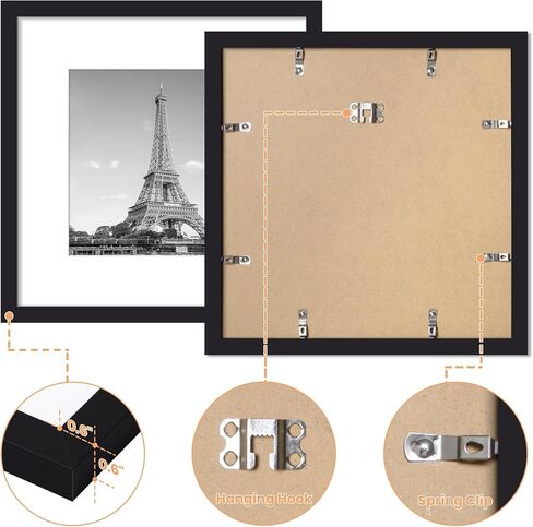 upsimples 9 حزمة إطار الصورة 12 × 12 إطار جدار معرض مجموعة مع حصيرة ل 8 × 8 أو 12 × 12 بدون حصيرة، إطار صورة مربع أسود ديكور جدار الكولاج لتعليق المنزل in Saudi Arabia