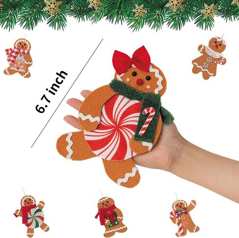 6 Piece Gingerbread Ornaments for Christmas Tree Decorations,Handmade Gingerbread Man Hanging Charms Decorative Hanging Ornaments gingerbread christmas decorations Decor Xmas Party Decor (Cake) in Saudi Arabia