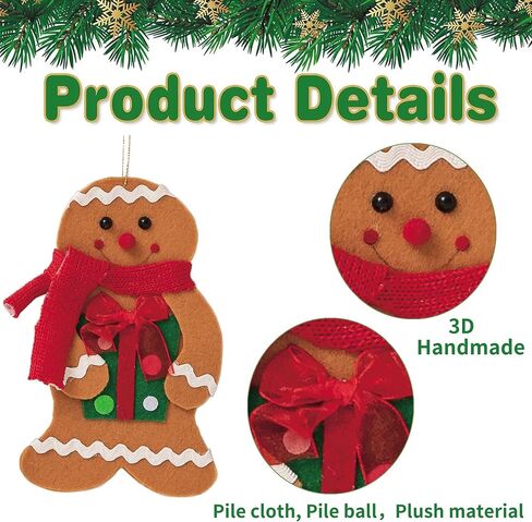 6 Piece Gingerbread Ornaments for Christmas Tree Decorations,Handmade Gingerbread Man Hanging Charms Decorative Hanging Ornaments gingerbread christmas decorations Decor Xmas Party Decor (Cake) in Saudi Arabia