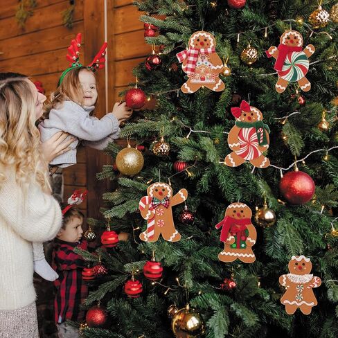 6 Piece Gingerbread Ornaments for Christmas Tree Decorations,Handmade Gingerbread Man Hanging Charms Decorative Hanging Ornaments gingerbread christmas decorations Decor Xmas Party Decor (Cake) in Saudi Arabia