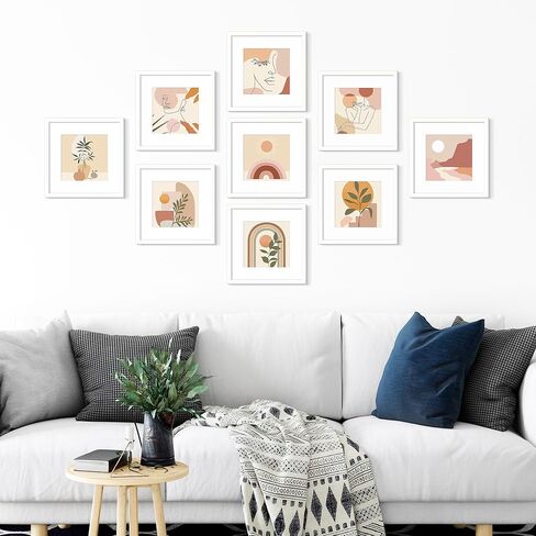 upsimples 9 حزمة إطار الصورة 12 × 12 إطار جدار معرض مجموعة مع حصيرة ل 8 × 8 أو 12 × 12 بدون حصيرة، إطار صورة مربع أسود ديكور جدار الكولاج لتعليق المنزل in Saudi Arabia