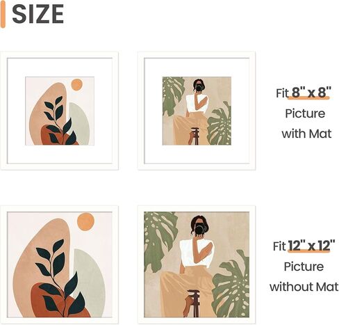upsimples 9 حزمة إطار الصورة 12 × 12 إطار جدار معرض مجموعة مع حصيرة ل 8 × 8 أو 12 × 12 بدون حصيرة، إطار صورة مربع أسود ديكور جدار الكولاج لتعليق المنزل in Saudi Arabia