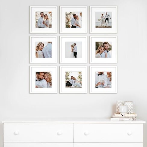upsimples 9 حزمة إطار الصورة 12 × 12 إطار جدار معرض مجموعة مع حصيرة ل 8 × 8 أو 12 × 12 بدون حصيرة، إطار صورة مربع أسود ديكور جدار الكولاج لتعليق المنزل in Saudi Arabia