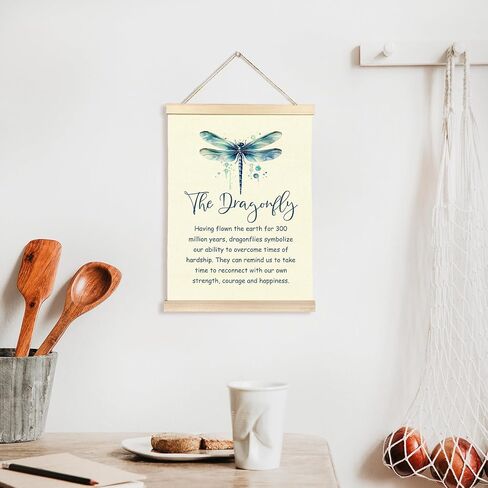 CGBHW إطار شماعات ملصق اليعسوب الإيجابي، ديكور عاشق اليعسوب الملهم، ملصقات حشرات الطبيعة، ديكور جداري فني معلق للمنزل، المزرعة، الحمام، غرفة النوم، مكتب الديكور in Kuwait