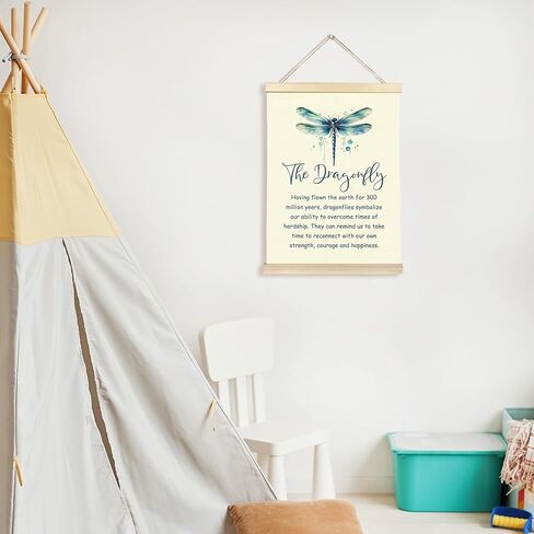 CGBHW إطار شماعات ملصق اليعسوب الإيجابي، ديكور عاشق اليعسوب الملهم، ملصقات حشرات الطبيعة، ديكور جداري فني معلق للمنزل، المزرعة، الحمام، غرفة النوم، مكتب الديكور in Kuwait