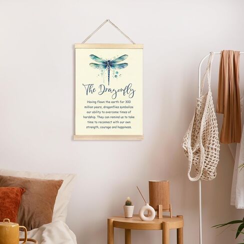 CGBHW إطار شماعات ملصق اليعسوب الإيجابي، ديكور عاشق اليعسوب الملهم، ملصقات حشرات الطبيعة، ديكور جداري فني معلق للمنزل، المزرعة، الحمام، غرفة النوم، مكتب الديكور in Kuwait