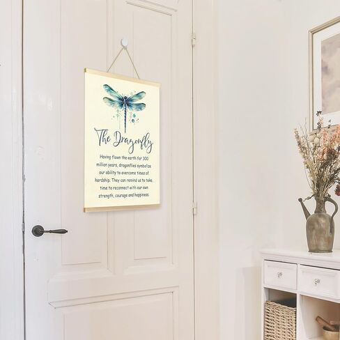 CGBHW إطار شماعات ملصق اليعسوب الإيجابي، ديكور عاشق اليعسوب الملهم، ملصقات حشرات الطبيعة، ديكور جداري فني معلق للمنزل، المزرعة، الحمام، غرفة النوم، مكتب الديكور in Kuwait