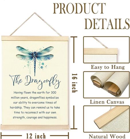 CGBHW إطار شماعات ملصق اليعسوب الإيجابي، ديكور عاشق اليعسوب الملهم، ملصقات حشرات الطبيعة، ديكور جداري فني معلق للمنزل، المزرعة، الحمام، غرفة النوم، مكتب الديكور in Kuwait