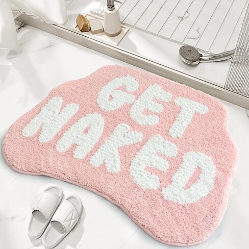 Get Naked Bath Mat, Cute Bathroom Rug for Bathroom Mat, rregular Non Slip Shower Floor MatUltra Soft Mat Funny Bathroom Decor (Black) in Saudi Arabia