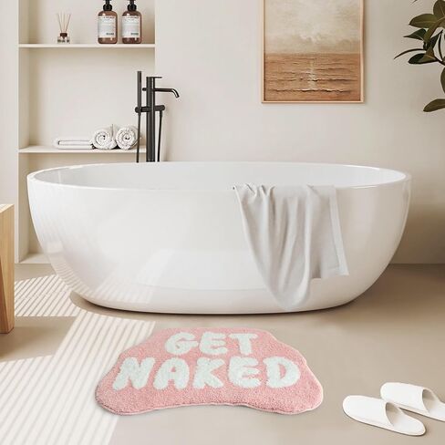 Get Naked Bath Mat, Cute Bathroom Rug for Bathroom Mat, rregular Non Slip Shower Floor MatUltra Soft Mat Funny Bathroom Decor (Black) in Saudi Arabia