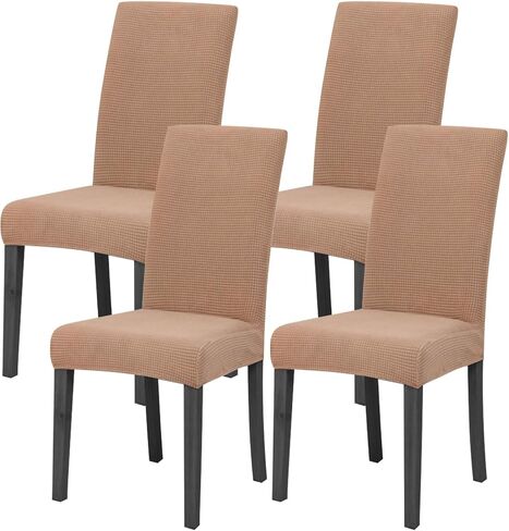Dining Room Chair Covers Seat Covers Set of 6 Kitchen Dining Chair Covers, Person Removable Washable Chair Covers Slipcover (6, Camel) in Saudi Arabia