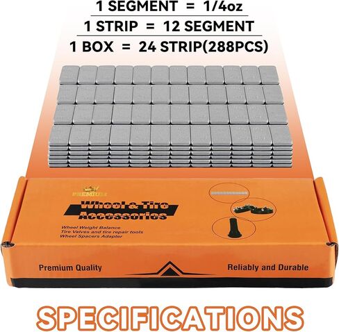 أوزان عجلة لاصقة 1/4 أونصة، أسود، أوزان عجلة لاصقة 1/4 أونصة، صندوق مكون من 24 شريطًا، 12 قطعة لكل شريط (72 أونصة/عبوة) in Kuwait
