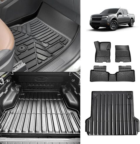 Muslogy for Maverick 2024 Truck Bed Mat جميع الأحوال الجوية بطانة السرير TPE مادة الجذع بطانة السرير متوافقة مع Ford Maverick 2022 2023 2024 XL XLT Lariat وMaverick Hybrid in Kuwait