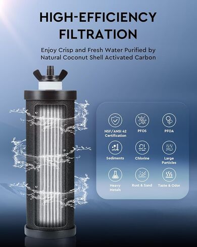 CO-Z Gravity-Fed Water Filter System, 2.25 Gallons Countertop Water Filtration System, 304 Stainless Steel Gravity Water Purifier with 2 Carbon Filters & Water Spigot, NSF/ANSI 42 Certification in Saudi Arabia