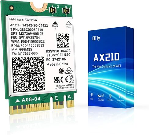 واي فاي 6E AX210NGW بطاقة واي فاي لاسلكية بلوتوث 5.3 محول شبكة داخلي ثلاثي الموجات لأجهزة الكمبيوتر المحمول يدعم ويندوز 10/11 (64 بت) M.2/NGFF in Saudi Arabia