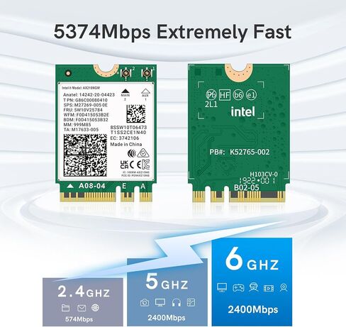واي فاي 6E AX210NGW بطاقة واي فاي لاسلكية بلوتوث 5.3 محول شبكة داخلي ثلاثي الموجات لأجهزة الكمبيوتر المحمول يدعم ويندوز 10/11 (64 بت) M.2/NGFF in Saudi Arabia