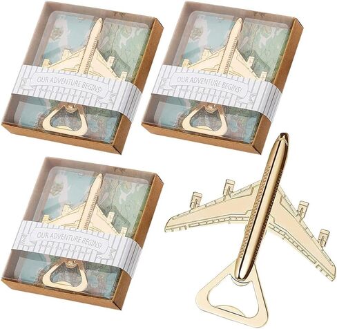 24 قطعة فتاحة زجاجات على شكل طائرة لمفضلات الزفاف بالطائرة الهوائية فتاحات زجاجات البيرة للضيوف أو الهدايا التذكارية أو الزينة in Kuwait