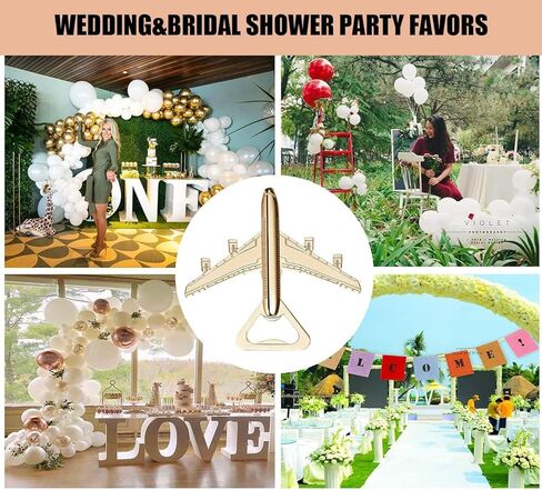 24 قطعة فتاحة زجاجات على شكل طائرة لمفضلات الزفاف بالطائرة الهوائية فتاحات زجاجات البيرة للضيوف أو الهدايا التذكارية أو الزينة in Kuwait