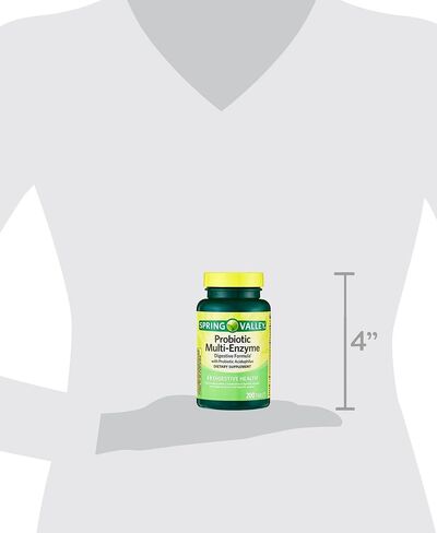 Probiotic Supplement with Digestive Enzymes for Men and Women, 200 Tablets - includes Acidophilus, and Prebiotics for Gut Health and Digestive Support | Spring Valley Probiotics Multi-Enzyme in Saudi Arabia