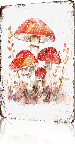 Mushroom Tin Sign Gardening Metal Signs Garden Decorative Funny Garden Gifts for Indoor Outdoor Farmhouse Yard Home Wall Decoration 12 * 8in in Saudi Arabia